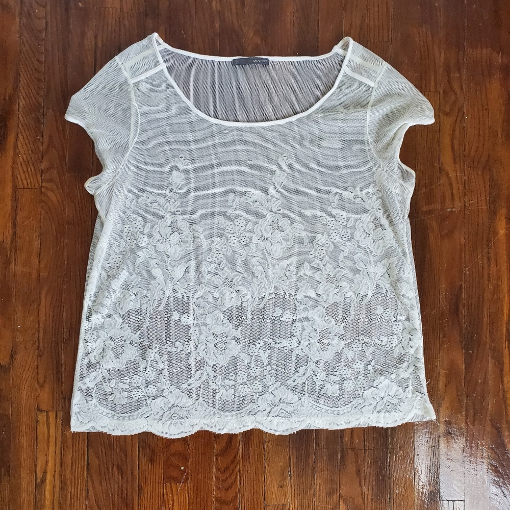 Smart Set White Lace T-Shirt Large (K137)